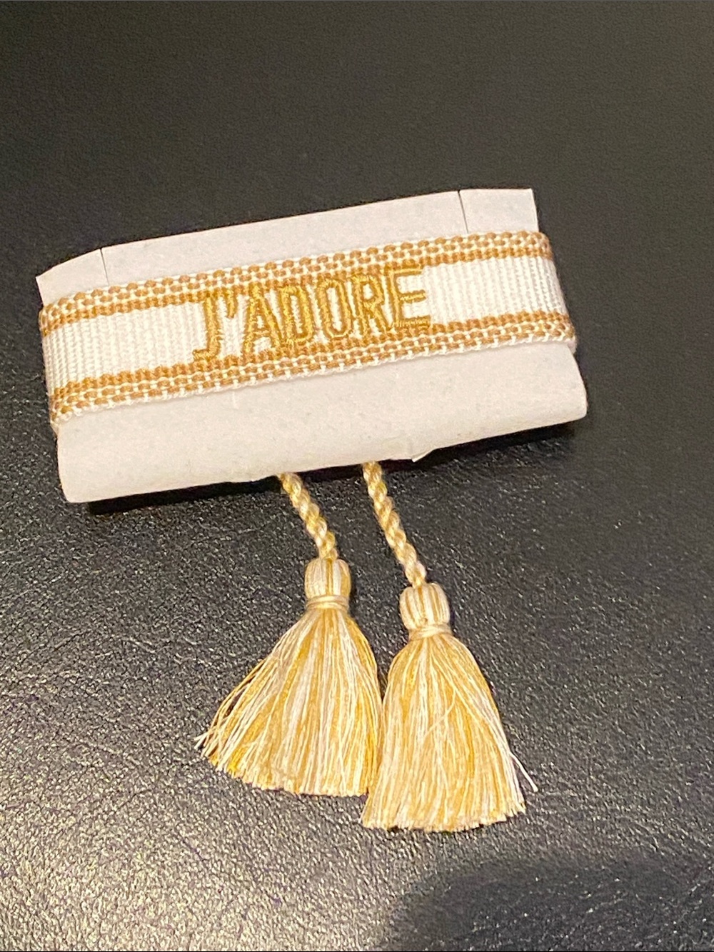 J’adore Cream and Gold Tassel Bracelet